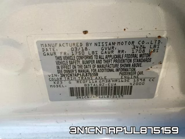 3N1CN7AP1JL875159 фото 2
