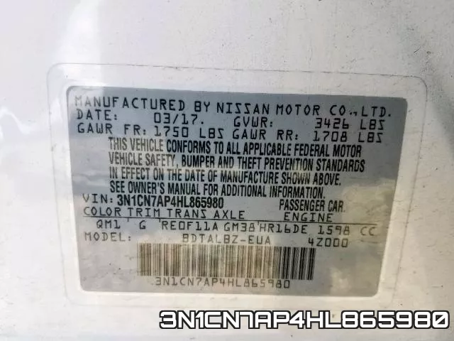 3N1CN7AP4HL865980 фото 2
