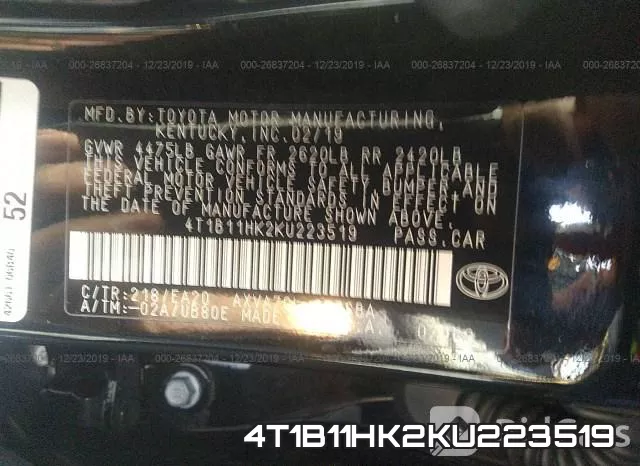 4T1B11HK2KU223519 фото 10