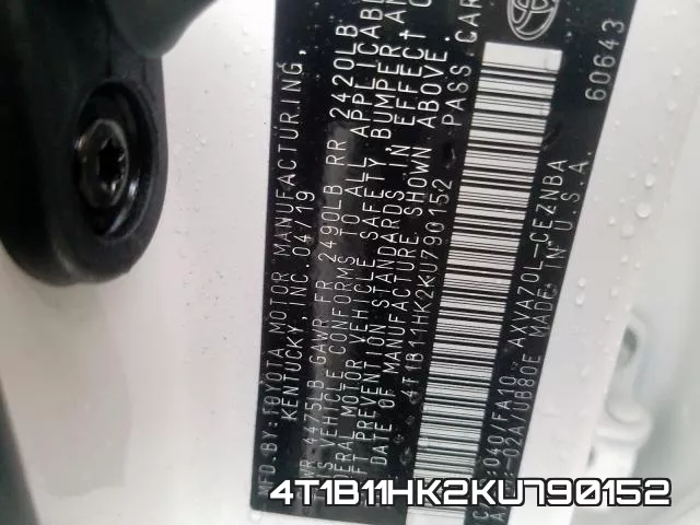 4T1B11HK2KU790152 фото 2