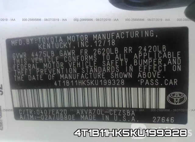 4T1B11HK5KU199328 фото 8