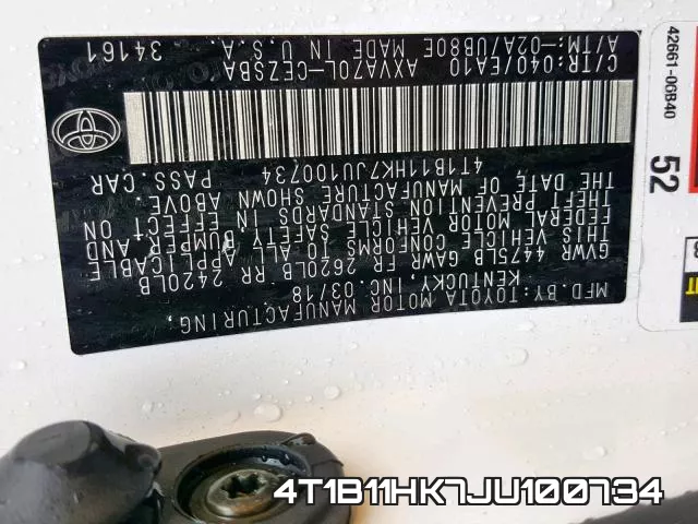 4T1B11HK7JU100734 фото 2
