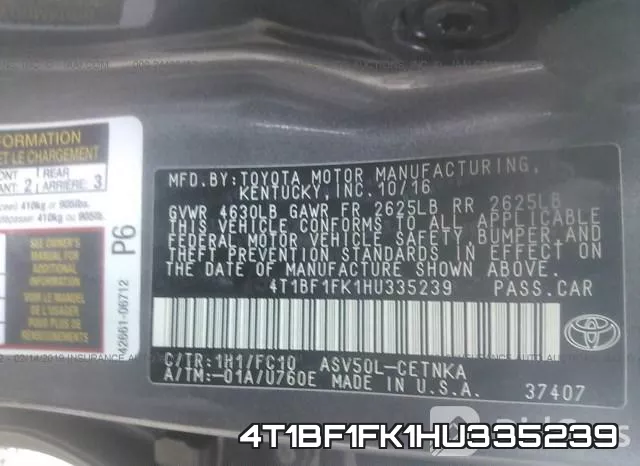4T1BF1FK1HU335239 фото 10