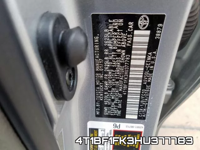 4T1BF1FK3HU377783 фото 2