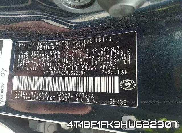 4T1BF1FK3HU622307 фото 10