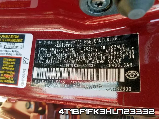 4T1BF1FK3HU723332 фото 2