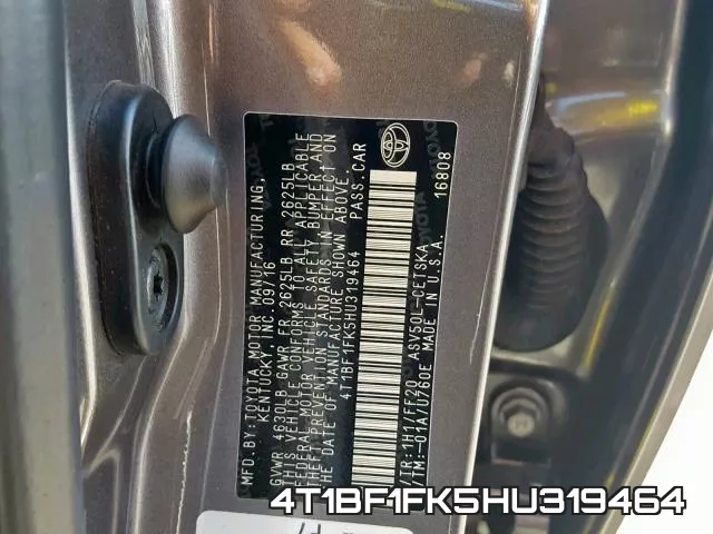 4T1BF1FK5HU319464 фото 2
