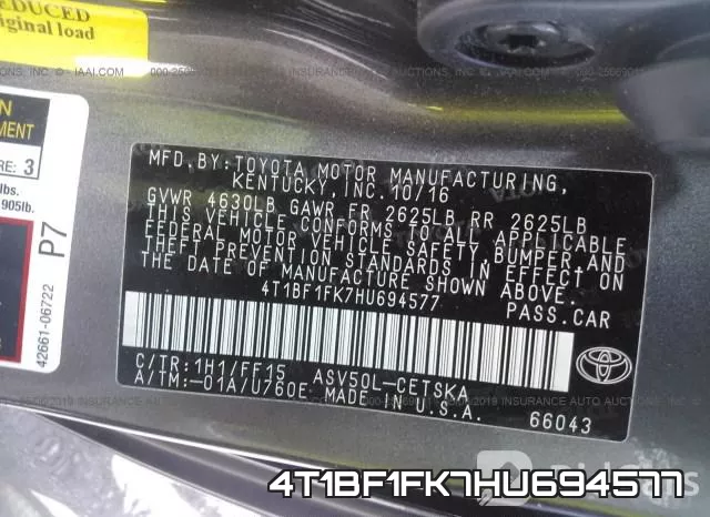 4T1BF1FK7HU694577 фото 10