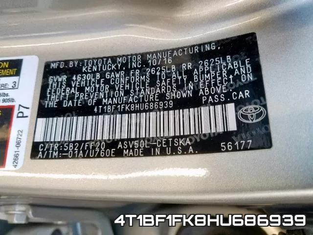 4T1BF1FK8HU686939 фото 2
