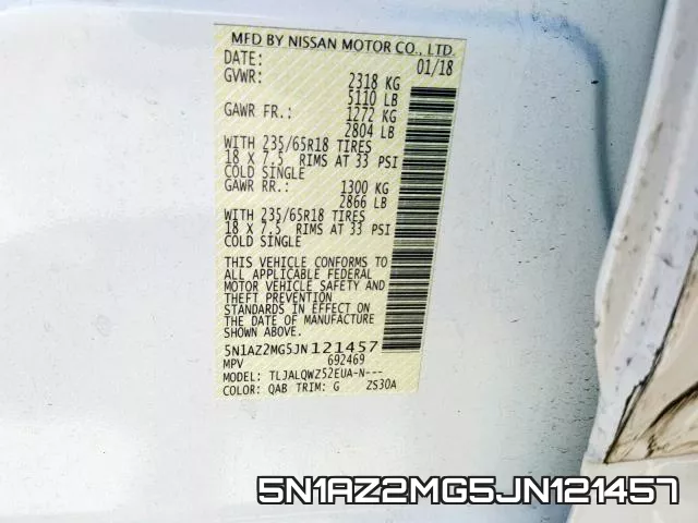 5N1AZ2MG5JN121457 фото 2
