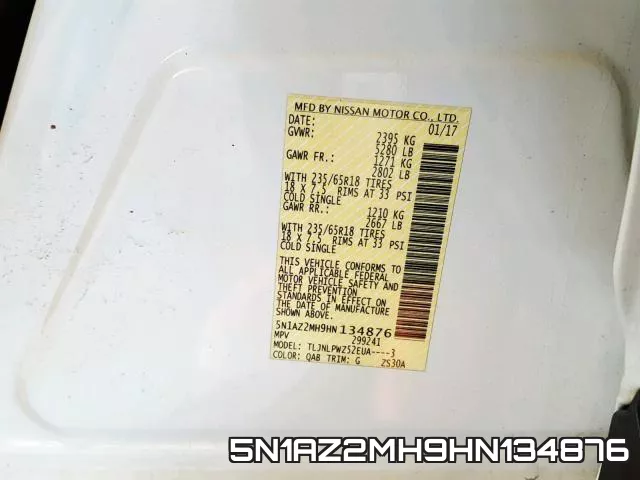 5N1AZ2MH9HN134876 фото 2