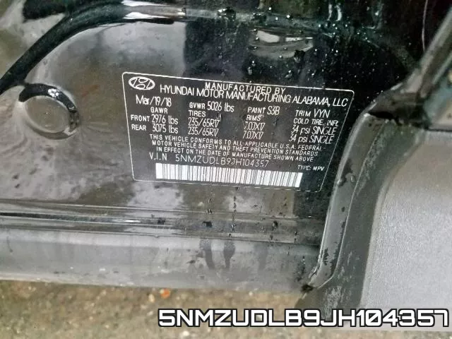 5NMZUDLB9JH104357 фото 2
