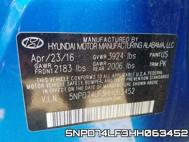 5NPD74LF3HH063452 фото 2
