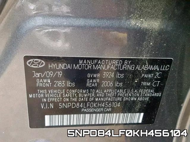 5NPD84LF0KH456104 фото 2