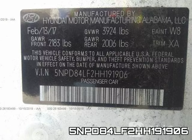 5NPD84LF2HH191906 фото 10