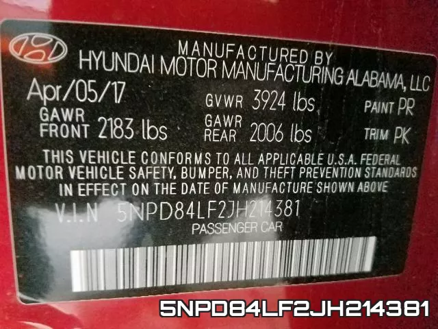 5NPD84LF2JH214381 фото 2