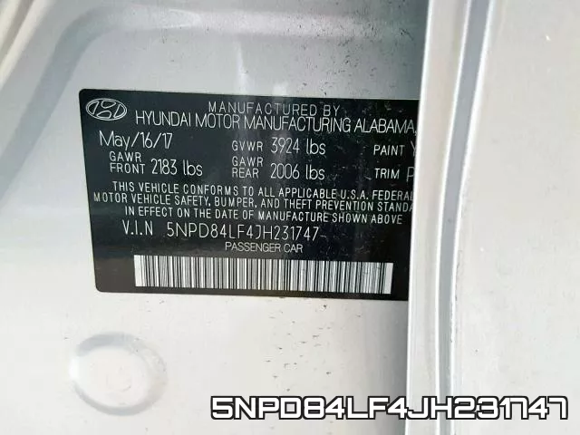 5NPD84LF4JH231747 фото 2