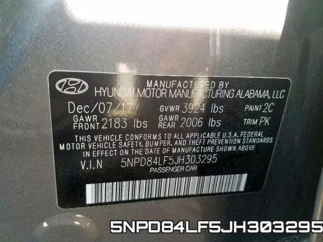 5NPD84LF5JH303295 фото 2