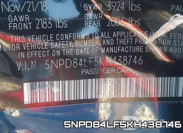 5NPD84LF5KH438746 фото 10