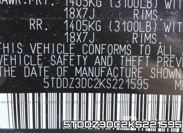 5TDDZ3DC2KS221595 фото 9