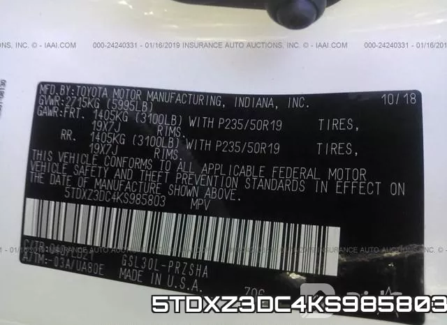 5TDXZ3DC4KS985803 фото 9