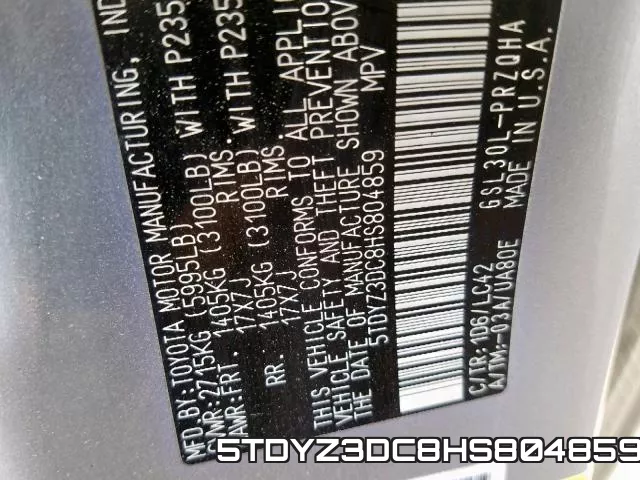 5TDYZ3DC8HS804859 фото 2