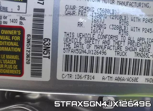 5TFAX5GN4JX126496 фото 9