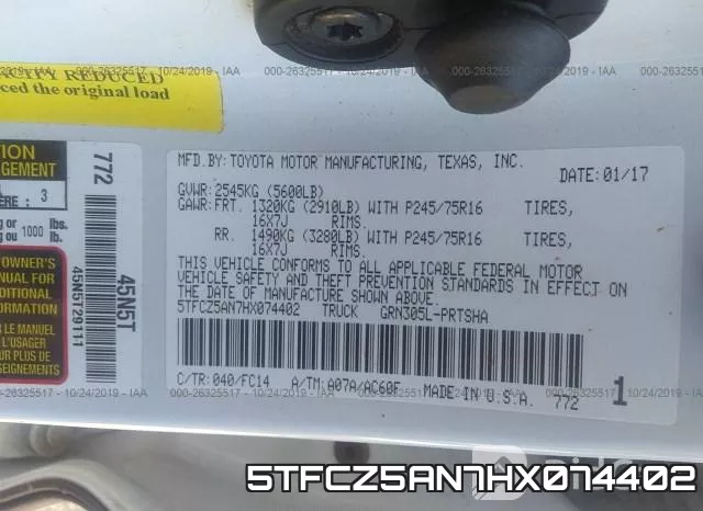 5TFCZ5AN7HX074402 фото 10
