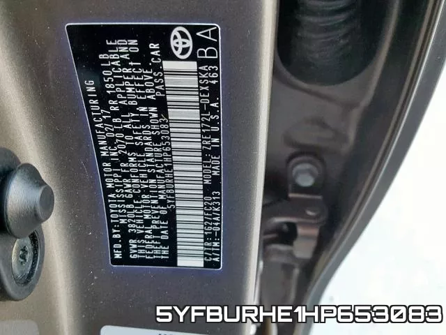 5YFBURHE1HP653083 фото 2