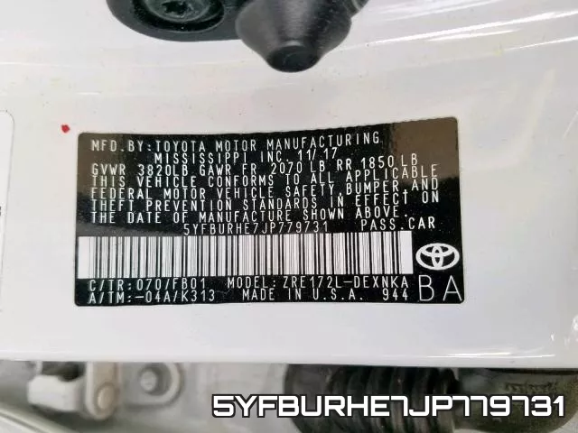 5YFBURHE7JP779731 фото 2