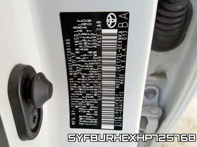 5YFBURHEXHP725768 фото 2