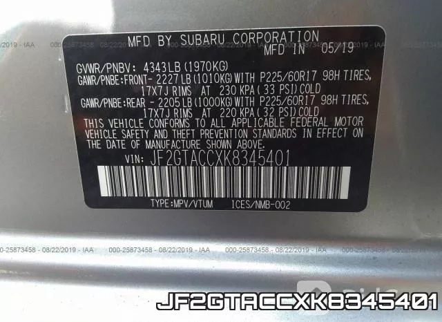 JF2GTACCXK8345401 фото 10