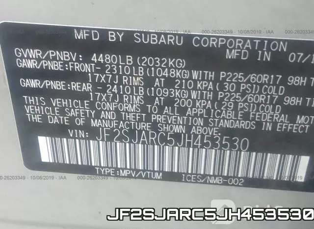 JF2SJARC5JH453530 фото 10