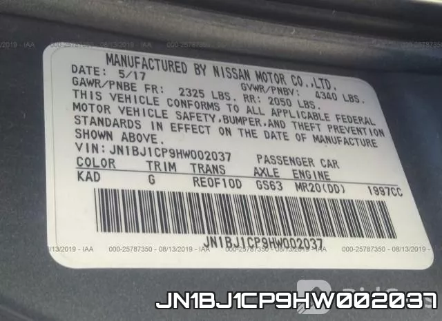 JN1BJ1CP9HW002037 фото 10