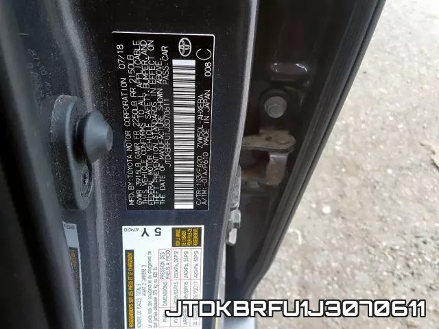 JTDKBRFU1J3070611 фото 2