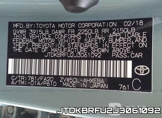 JTDKBRFU2J3061092 фото 10