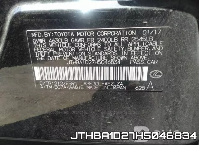 JTHBA1D27H5046834 фото 10