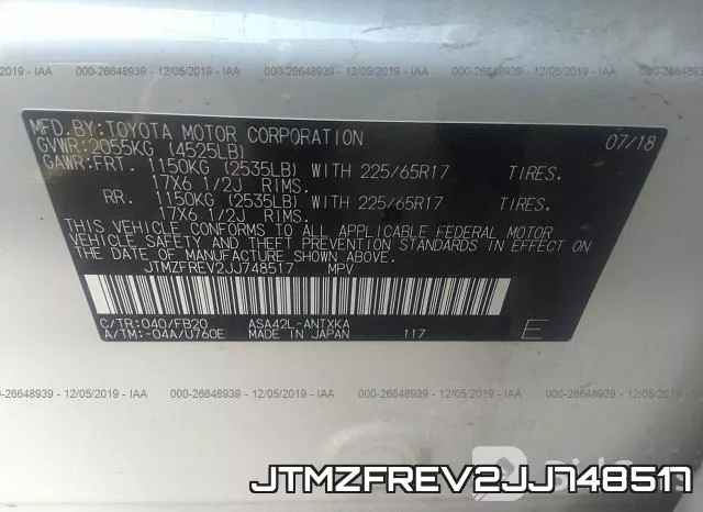 JTMZFREV2JJ748517 фото 10