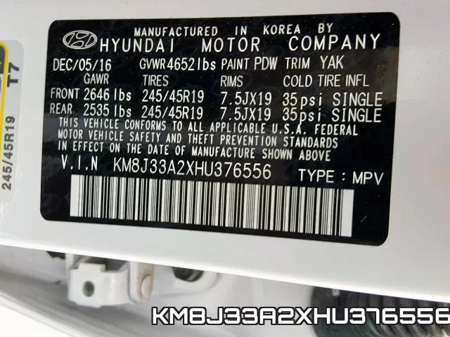 KM8J33A2XHU376556 фото 2