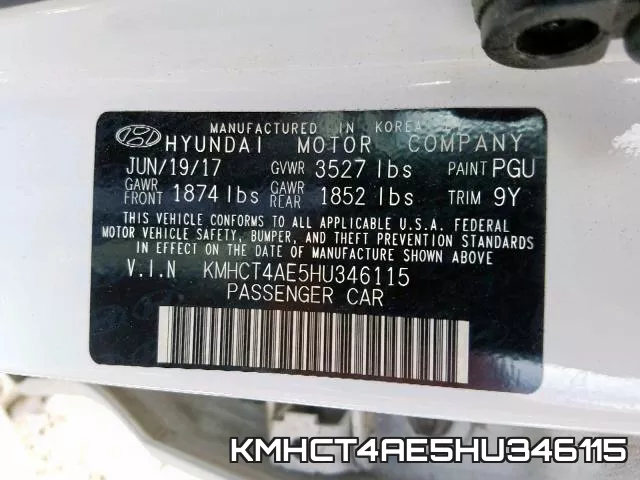 KMHCT4AE5HU346115 фото 2