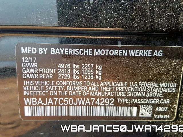 WBAJA7C50JWA74292 фото 2
