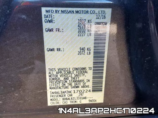 1N4AL3AP2HC170224 фото 2