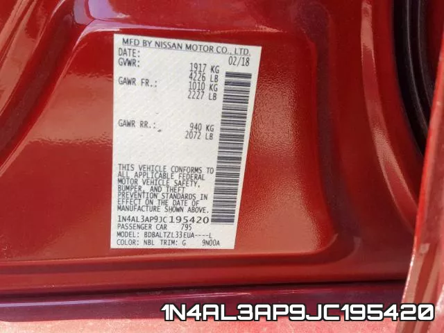 1N4AL3AP9JC195420 фото 2