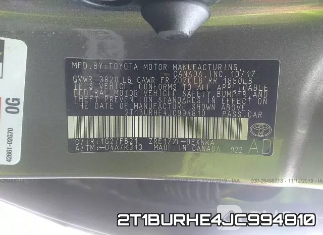 2T1BURHE4JC994810 фото 10