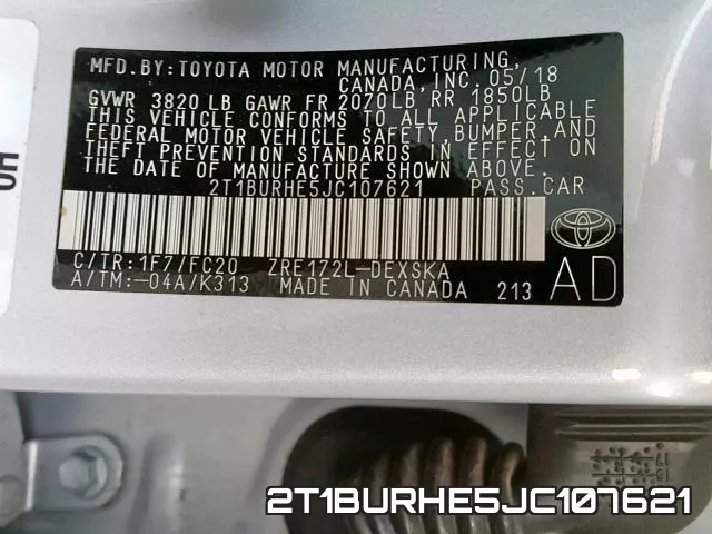 2T1BURHE5JC107621 фото 2