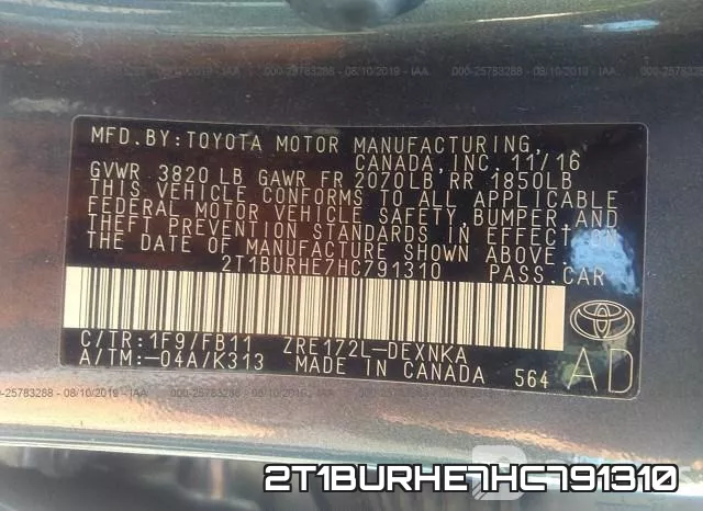 2T1BURHE7HC791310 фото 10