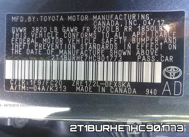 2T1BURHE7HC901773 фото 10