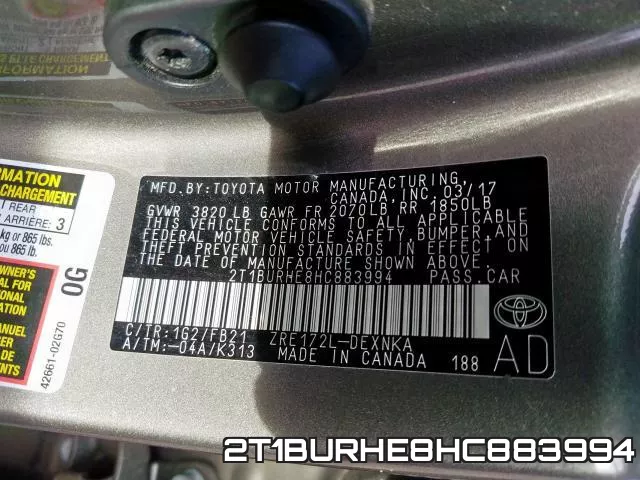 2T1BURHE8HC883994 фото 2