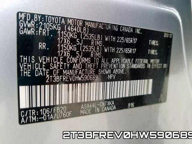 2T3BFREV0HW590689 фото 2