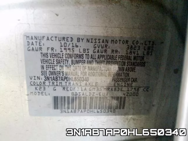 3N1AB7AP0HL650340 фото 2